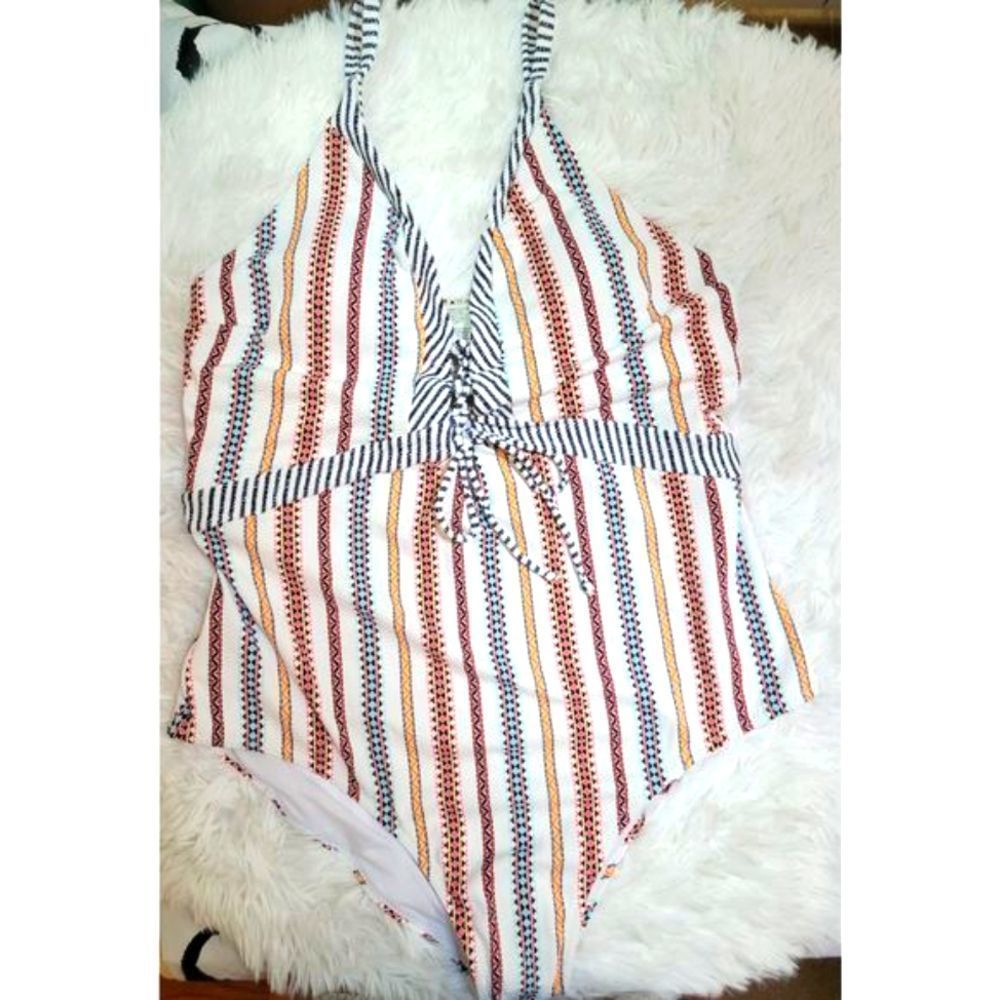 NWT Jessica Simpson Aztec Boho Lace up Adjustable Size XL Swim Suit